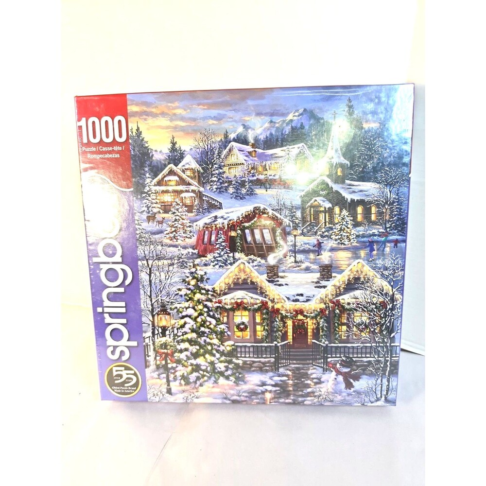 New Sealed Springbok Jigsaw Puzzle 1000 Piece Christmas Village Made in USA